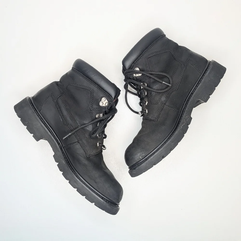 Harley Davidson Badlands Motorcycle Boots Black Leather Lace Up Men's Size 9